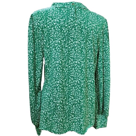 Adrianna Papell Floral Green Long Sleeve Blouse Round Ruffle Neck Size L NEW NWT - Picture 3 of 10